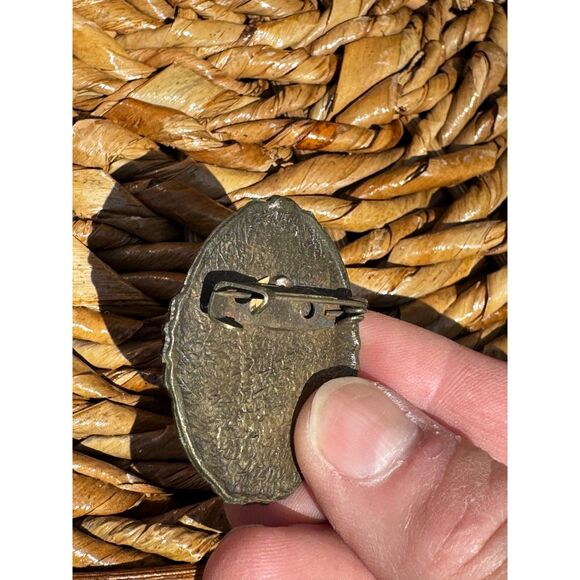 Beautiful antique cameo pin woman and flower - Picture 4 of 5